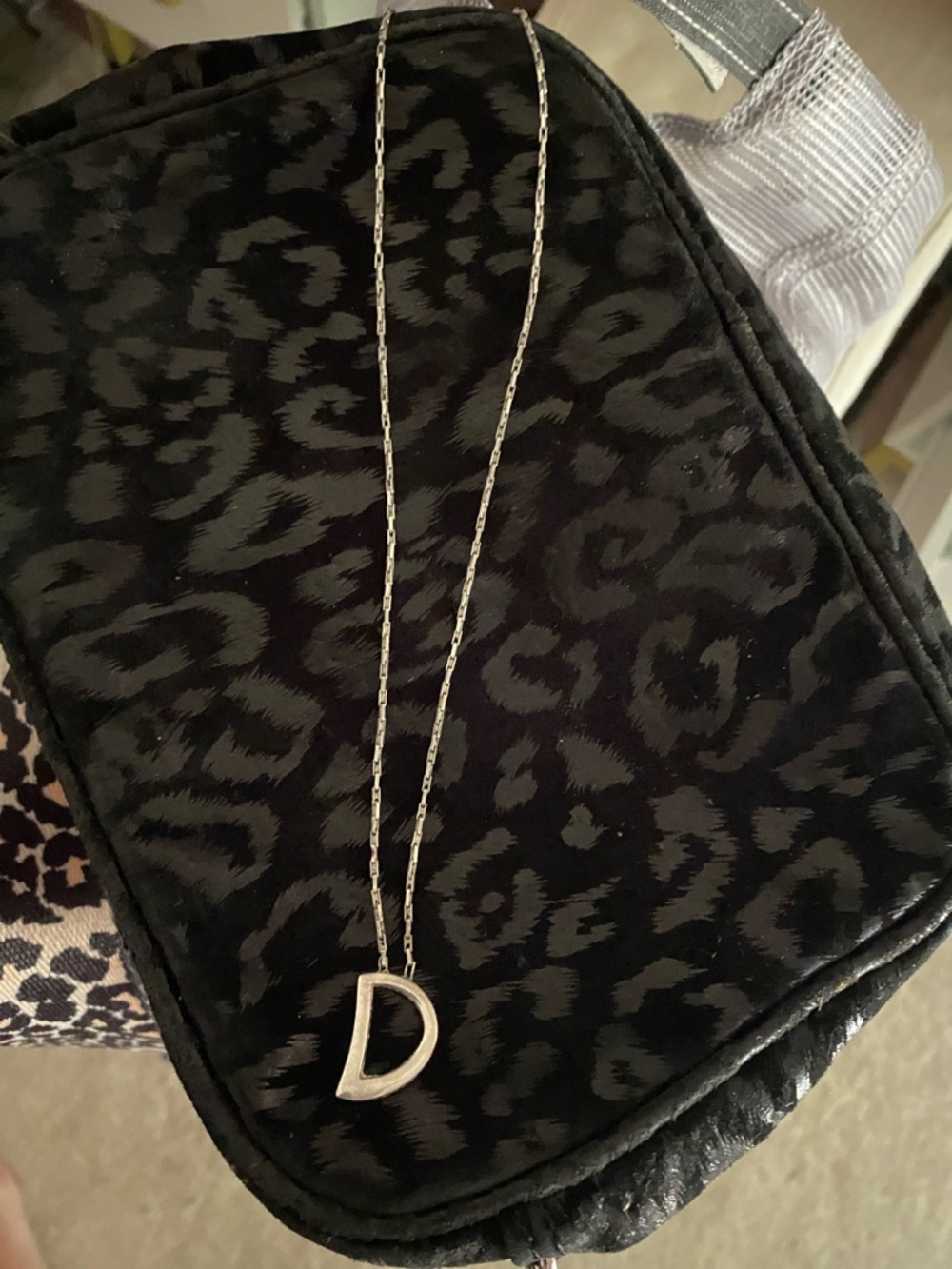 Silver D initial necklace